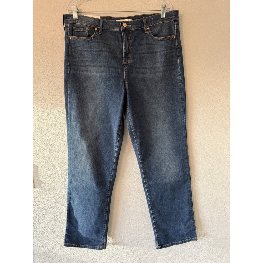 Ella Moss Ladies' Straight‎ Ankle Jeans Mid Rise Blue Denim Size 14 Stretch